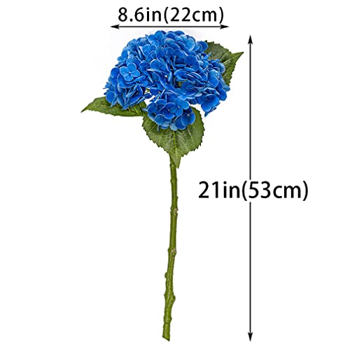 DUYONE 3 STKS 53 cm realistische kunstmatige hortensia grote echte touch bloemen kunstbloemen droge bloemen buiten bruiloft kerst kantoor familie feest woonkamer tafel decoratie (donkerblauw) - Afbeelding 5
