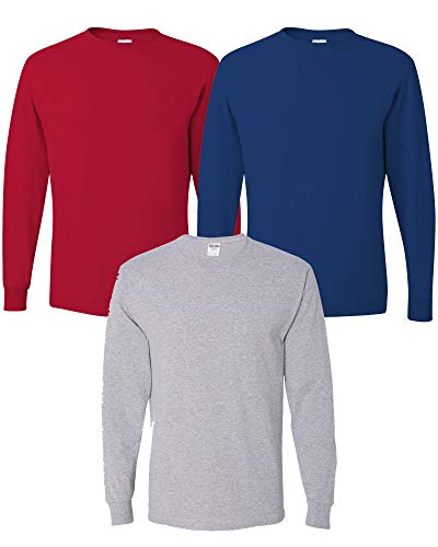トップス Original Cotton Pack Long Sleeve T-shirt Multipack Bundle 29LSR Men Bulk Long Sleeve T-Shirt 3 Pack - Make