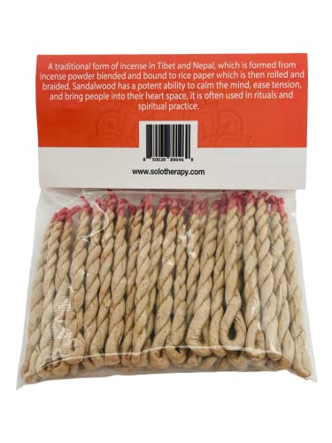 Sandalwood Tibetan Rope Incense , 45 Ropes, 3.5" Length , Sandalwood Rope Incense, Incense For Meditation, Purification, Luck And Love, Handmade In Nepal (Sandalwood Rope Incense) #TOP1