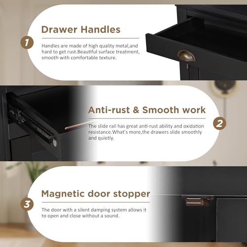 Image of 83.4 inch Tall Bookshelf with 3 Pieces LED Lighting, Modern Bookcase with Sliding Doors and Open Shelves,Storage Bookshelf for Living Room,Home Office,Black (Black)