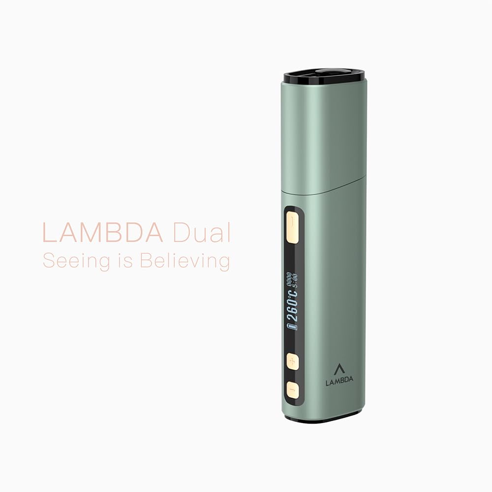 LAMBDA Dual Heat Not Burn Device, 3200 mAh OLED Display Einstellbare Temperatur und Zeit Heizung, use Replaceable Heizblatt Part (Grün)