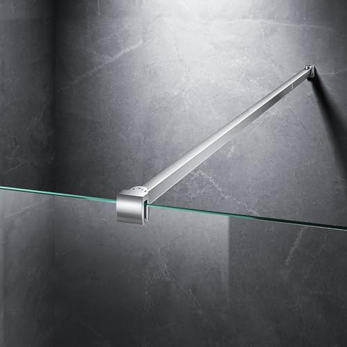 Frameless Shower Door Support Bar, Stainless Steel Wall-to-Glass Support Arm to Fixed Shower Glass Panel, for 1/4"-3/8" (6-10 mm) Door, 180° Pivot & Stow-Flat Mode (Chrome, 51.2-inch(1300mm))