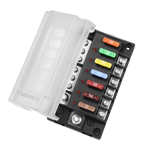 Boîte à fusibles 6 voies bloc répartiteur 12V 24V avec bus négatif et LED pour bateau et voiture