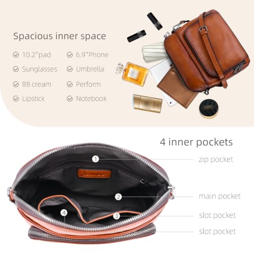 Image of Iswee Leather Crossbody Bag Women Purse and Handbag with Built in Wallet
