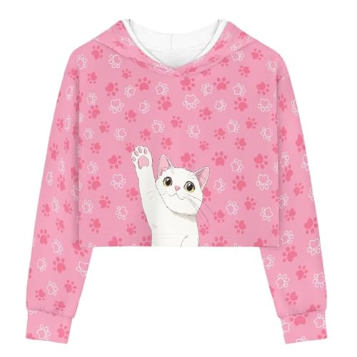 Girls Cute Crop Tops Workout Hoodies Long Sleeve Fashion Sweatshirts