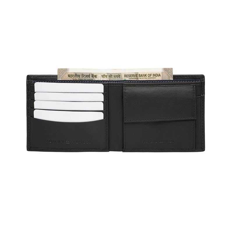 Image of Tommy Hilfiger Men's Wallet Elgon - Black | Embossed Leather | Global Coin Pocket | Stylish Purse for Men