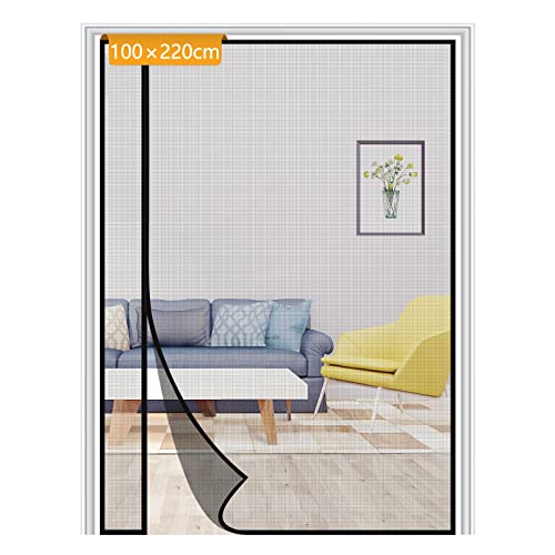 Yotache 100x220cm Porte Moustiquaire à Fermeture Aimantée réversible à Ouverture Latérale Gauche et Droit Maille Ultra Fine Sans Perçage Anti-insectes Noir