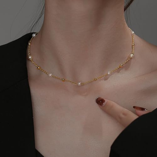 Image of SmileBelle Pearl Necklaces for Women, 18K Gold Choker