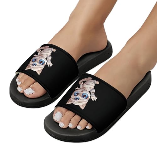 Mummy Wrap Cute Cat Party Unisex Shower Shoes House Slippers Non-Slip Indoor Bathroom Shoes for Pool Beach 44 (270mm)3