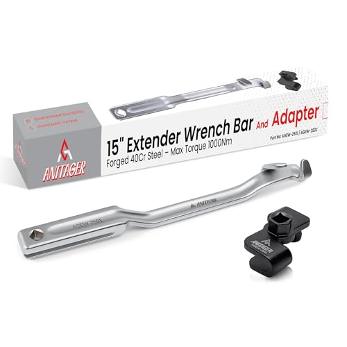 ANITAGER Wrench Extender Tool Set 15-Inch Bar with Adapter 2-Piece Heavy-Duty Forged Steel