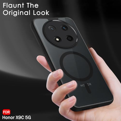 Image of TheGiftKart Hybrid Shockproof Back Cover Case for Honor X9C 5G | Hard Back Case Cover for Honor X9C 5G (PC & TPU, Translucent Smoke Matte Back, MagSafe Compatible, Black Sides)