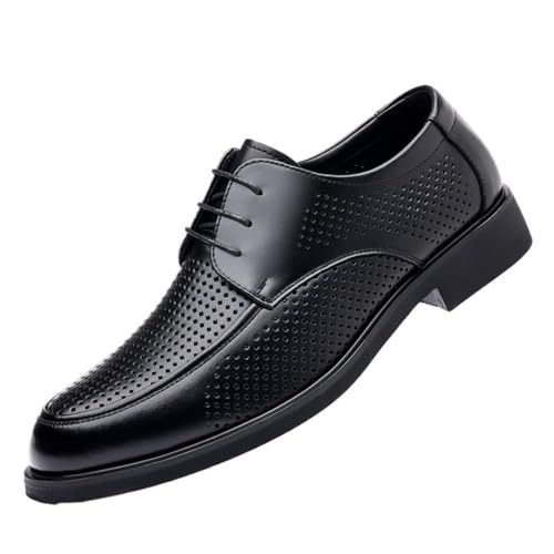 Men's Leather Breathable Oxford Dress Shoes, Comfortable Business Shoes