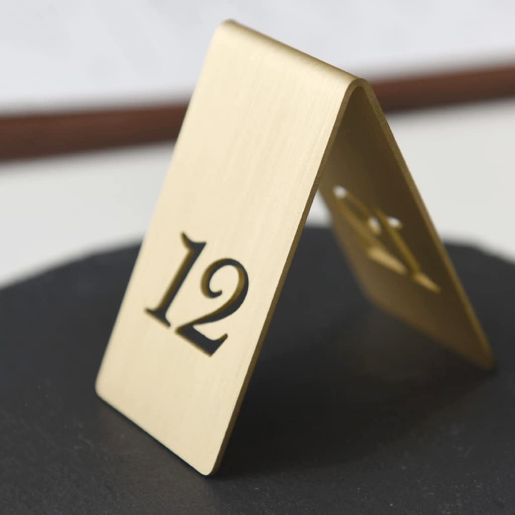 Números De Mesa De Pie Placas De Letreros De Escritorio Lados Dobles Huecos 6,5 Cm × 6,5 Cm × 4 Cm, para Restaurante Café Bar Marcador De Mesa De Latón Tarjeta De Asiento Reservado (17)
