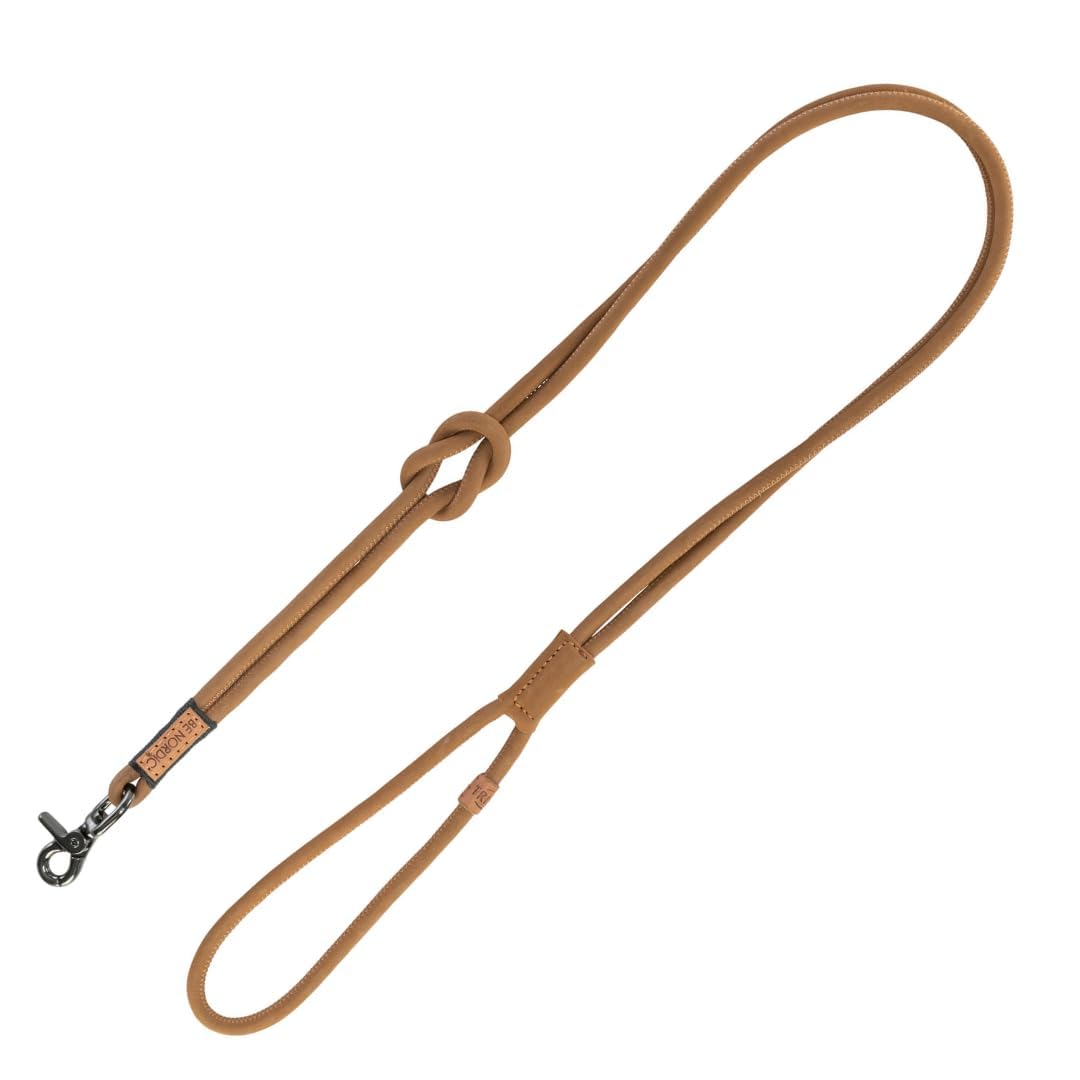 TRIXIE BE Nordic Set Sand: Leder-Hundeleine 1,20 m & Leder Zug-Stopp-Halsband XL 60 cm