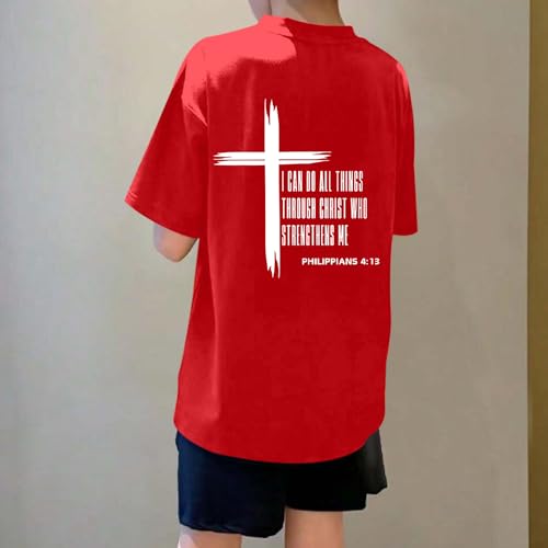 Image of KEEVICI Boys Christian Graphic Tees God Jesus Shirts for Kids Cross Faith Bible Verse Inspirational Religious Cotton T Shirt
