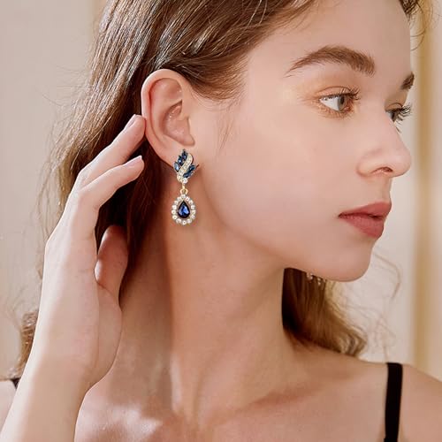 Aretes de gota con cristal austriaco y cierre de clip miniatura 3