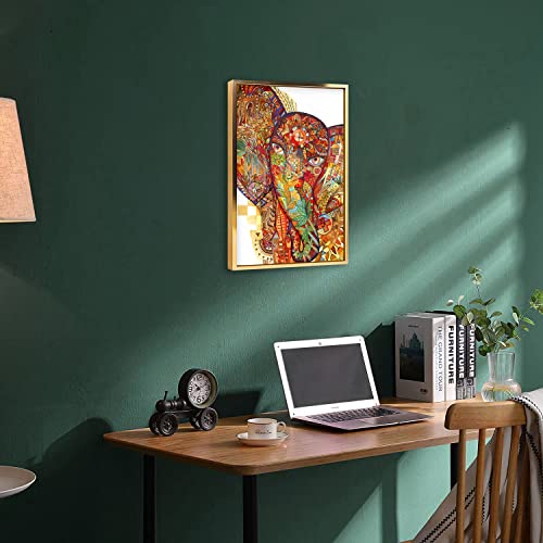 Canvas Wall Art Red India Elephant Framed Wall Art Prints Painting Watercolor Animal Pictures For Living Room Bedroom Home Office Kitchen Wall Decor Artwork Abstract Paintings With Aluminum Gold Frame For Home Modern Decoration 08X12Inch #TOP3