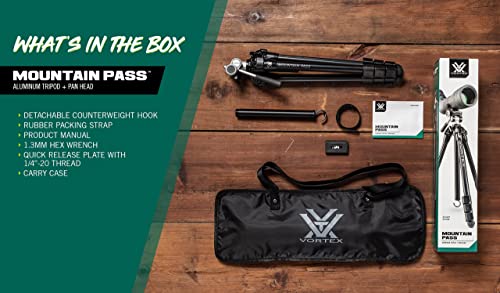 Vortex Optics Mountain Pass Tripod Kit | Aluminum Tripod & Pan Head #TOP5