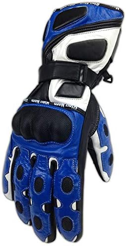 Genuine Leather Motorcycle Gloves Cowhide Biker Riding Hard Knuckle Gloves Mens (SportX, Medium)