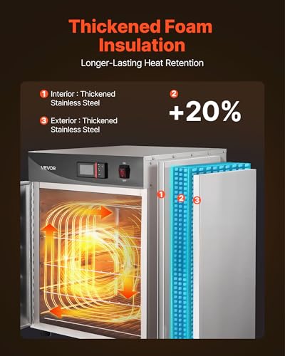 Image of VEVOR Electric Hot Box Food Warmer, 4-Tier Commercial Warming Cabinet with Water Tray, Single-Door and Adjustable Shelves, Stainless Steel Food Warmer Cabinet, for Restaurant, Kitchen, Pizza, Chicken