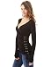 PattyBoutik Women's Long Sleeve V Neck Lace Up Blouse (Black M)