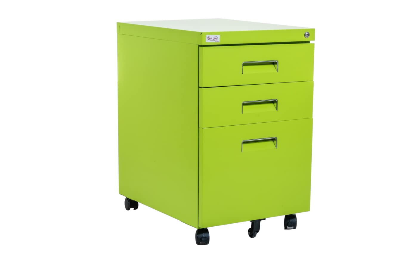Jet-Line® | Büro Rollcontainer | Metall | 3 Schubladen | Hängeregister | abschließbar | Aktenschrank | Büromöbel | Homeoffice | Büroschrank | Grün