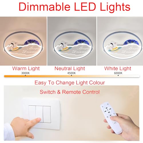 Plafonnier acrylique LED dimmable pour eviter la fatigue visuelle des enfants dans leur chambre