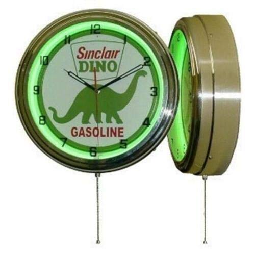 Sinclair Dinosaur 15 Neon Light Wall Clock Gasoline Gas Fuel Pump Oil Sign Green By Sinclair #TOP3