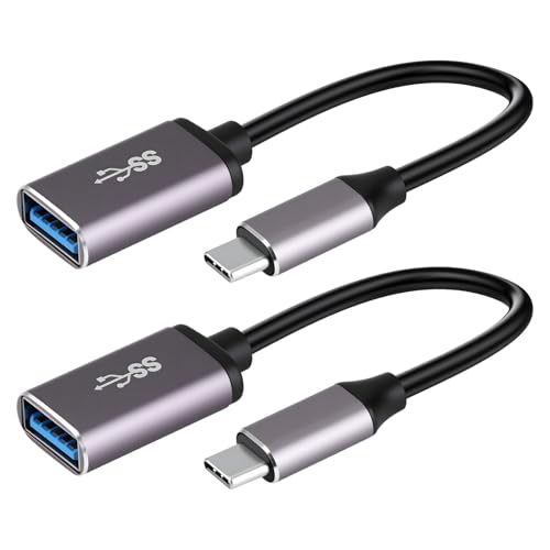 Vakler Lot de 2 Adaptateur USB C vers USB 3.0, 5Gbps Câble OTG Type C vers USB A Type C Mâle a USB A Femelle Adattatore Compatible avec Tablettes iPad MacBook Galaxy S24/S23/S22 Ultra