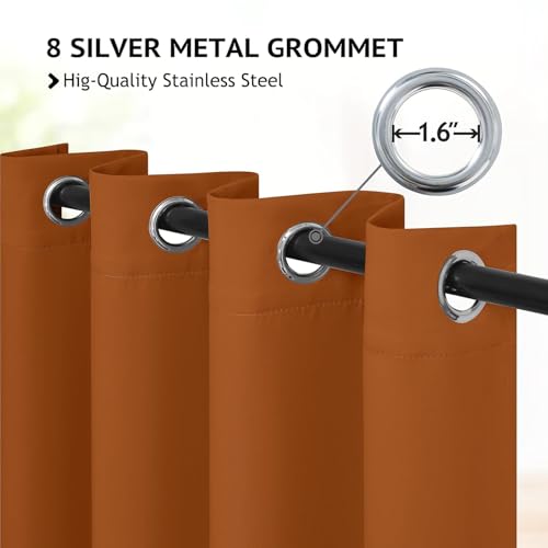 Image of COSVIYA Grommet Room Darkening Brunt Orange Curtains 36 inch for Bedroom | Light Blocking Insulated Thermal Curtains for Living Room, Blackout Thick Polyester Window Drapes,52x36 inches, 2 Panels