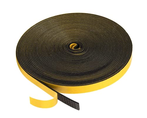 Draft Excluder Foam Seal Tape, 12mm(W) x 1.5mm(T) High Density Adhesive Foam Weather Strip Seal for Window and Door, 1 Roll, Total 10M Long Black