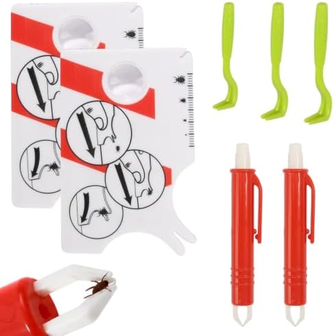 NCZCDZSW 7PCS Zeckenkarte Set Zeckenzange Zeckenhaken Zeckenentferner Zeckenkarte mit Lupe Zeckenmittel Zeckenpinzette Zeckenentferner für Menschen Hunde Katzen und Haustier