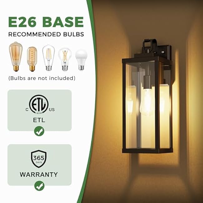 DORESshop Large Size Outdoor Wall Lights 16 Inch Matte Black Wall Mount