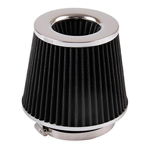 RYANSTAR Universal Clamp-On Air Filter Three Different Size 76MM 89MM 102MM High Flow Round Tapered Cone Closed-Top Cool Air Filter Cleaner Fit Compatible with car and Motorcycle Black Cover