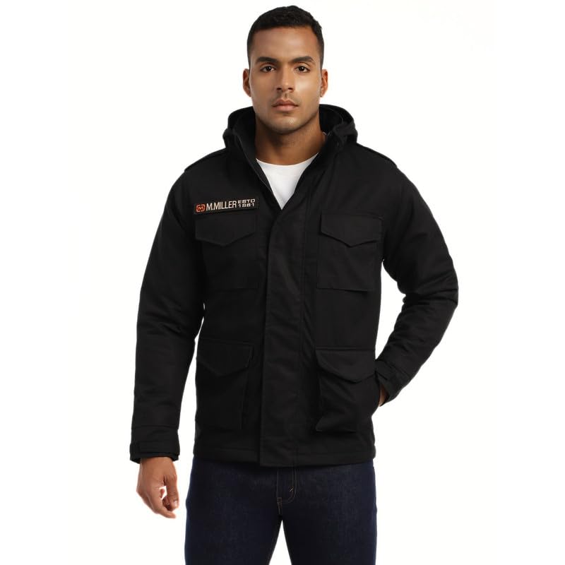 Image of MOUNTMILLER Men's Python M65 Ripstop Field Hooded Tactical Jacket | Water-Repellent, Multi-Pocket, Abrasion-Resistant - Perfect for Outdoor Activities, Hiking, and Trekking
