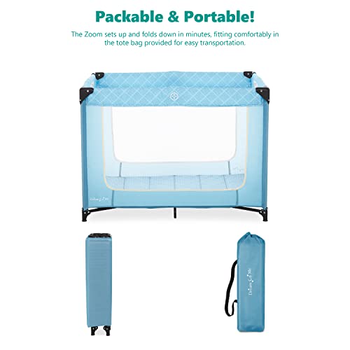 Dream On Me Zoom Portable Playard In Blue, Lightweight, Packable And Easy Setup Baby Playard, Breathable Mesh Sides And Soft Fabric - Comes With A Removable Padded Mat #TOP4