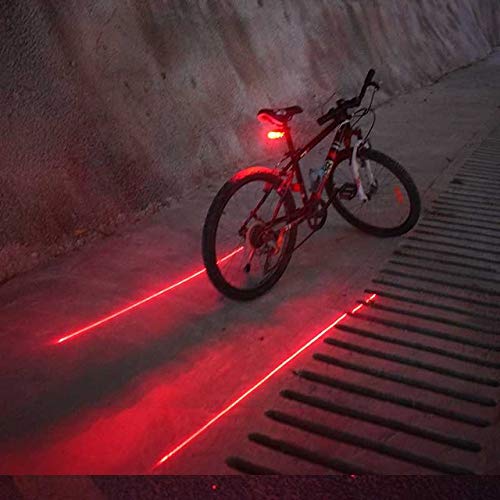 BAITENG Feu Arrière De Vélo Avertissement De Sécurité Équitation De Nuit VTT Route Arrière Feu Arrière Lampe 5 LED + 2 Laser Vélo LED Lumière Réflecteur Vélo Lumière, Rouge Parallèle Cover