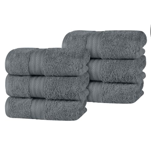 SUPERIOR Atlas Cotton Heavyweight Hand Towels, Towel Set, Luxury Bathroom Accessories, Kitchen Basics, Spa, Salon, Hotel, Resort, Thick, Ultra-Plush, Highly-Absorbent, Hand Towel, Grey