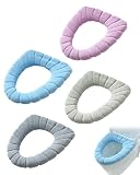 HUVZOR Juego de 4 Fundas para Asiento de Inodoro, Tejido de Fibra Suave - Fundas Lavables con Anillo Integrado, Ajuste Universal, Comodidad y Protección Duradera para el Baño
