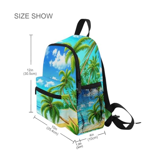 Toddler Girl Backpack, Tropical Beach Palm Trees Travel Bookbag Mini Kids School Bag, 3-8 Years4