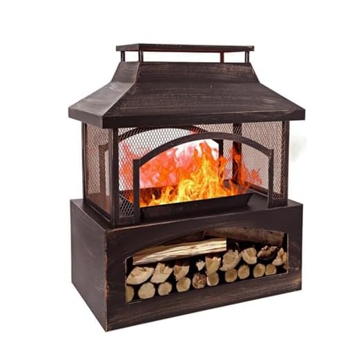 37" Outdoor Fireplace, Wood Burning Fire Pits with Wood Storage and Removable Fire Grill, Chiminea Outdoor Fireplace for Patio, Garden, Party, Camping