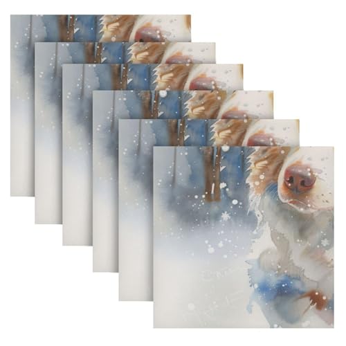Servilletas de Tela Winter Perro Invierno x6 20 in miniatura 2