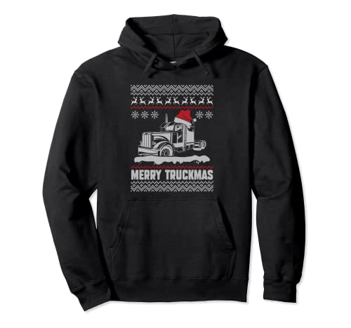Merry Truckmas Xmas Trucker Drive Feo Christmas Trucker Drive Sudadera con Capucha