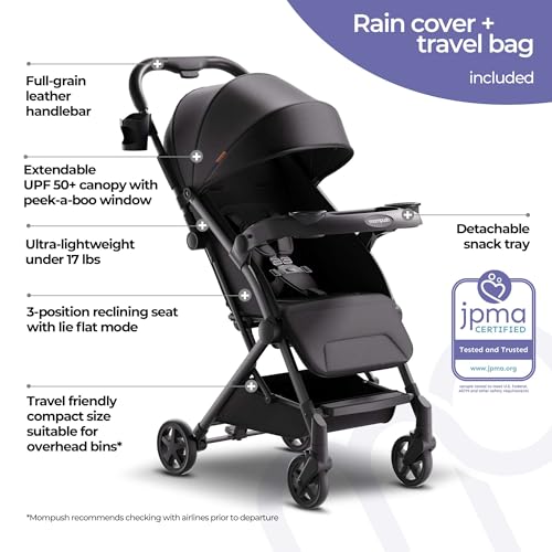 Mompush T3500M Lithe V2 Lightweight Stroller + Snack Tray, Ultra-Compact Fold & Airplane Ready Travel Stroller thumb #1