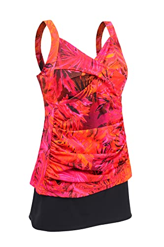 JINXUEER Womenâ€™s Plus Size Swimwear Floral Tankini Set Ruched Modest Two Piece Skirt Swimsuit