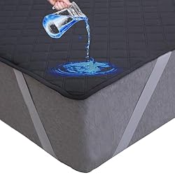 Arcon Cama 160X200 Arcona Protector de colchón 160 x 200, impermeable, acolchado impermeable, protector de colchón impermeable, protector de colchón transpirable, gris oscuro