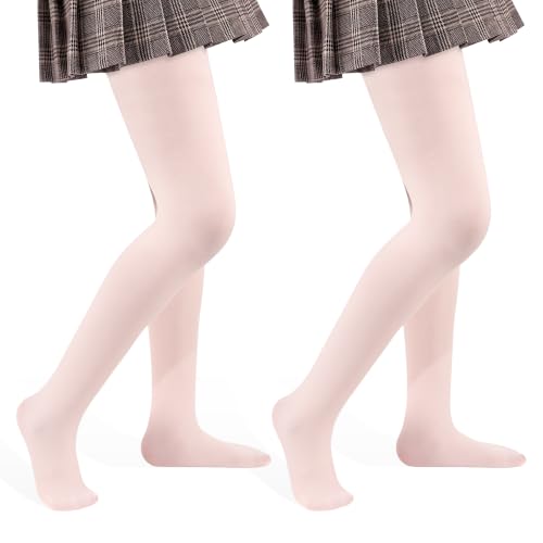 Image of 2 Pack Girls Tights Dance Tights Ballet Girls School uniform Footed Leggings Stockings for Kids 1-13 Years