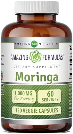 Amazing Formulas Moringa 4:1 Extract Supplement | 1000 Mg | 120 Veggie Capsules | Non-GMO | Gluten-Free | Made in USA