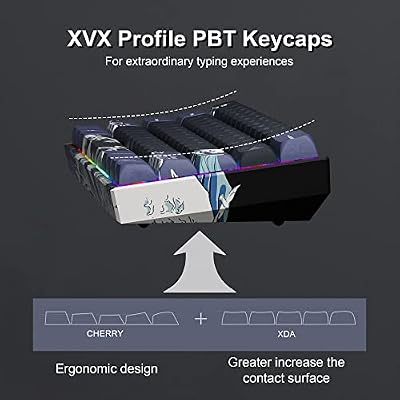 XVX 60% Gaming Keyboard, RGB 3-Modes Wireless Mechanical Keyboard, Mini 60 Percent Gamer Keyboard with Hot-Swappable Pre-lubed Linear Switch for Windows & Mac (Great Wave Off Kanagawa), M61 Pro