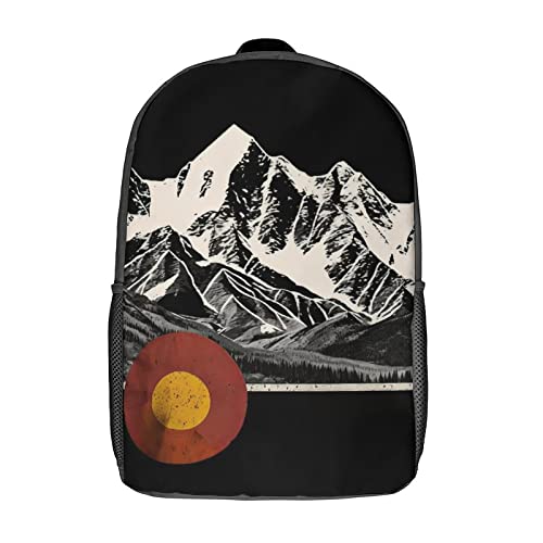 Vintage Mountain Colorado Flag Backpack with Adjustable Straps, Suitable for Travel Picnics Activities